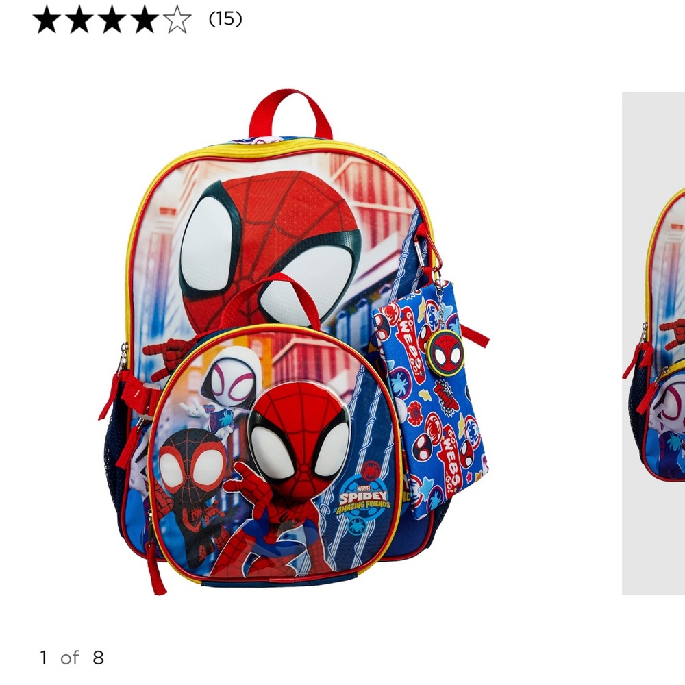 Marvel Spidey 5 pieces backpack, lunch kit, case, keychain and carabiner - Picture 6 of 6